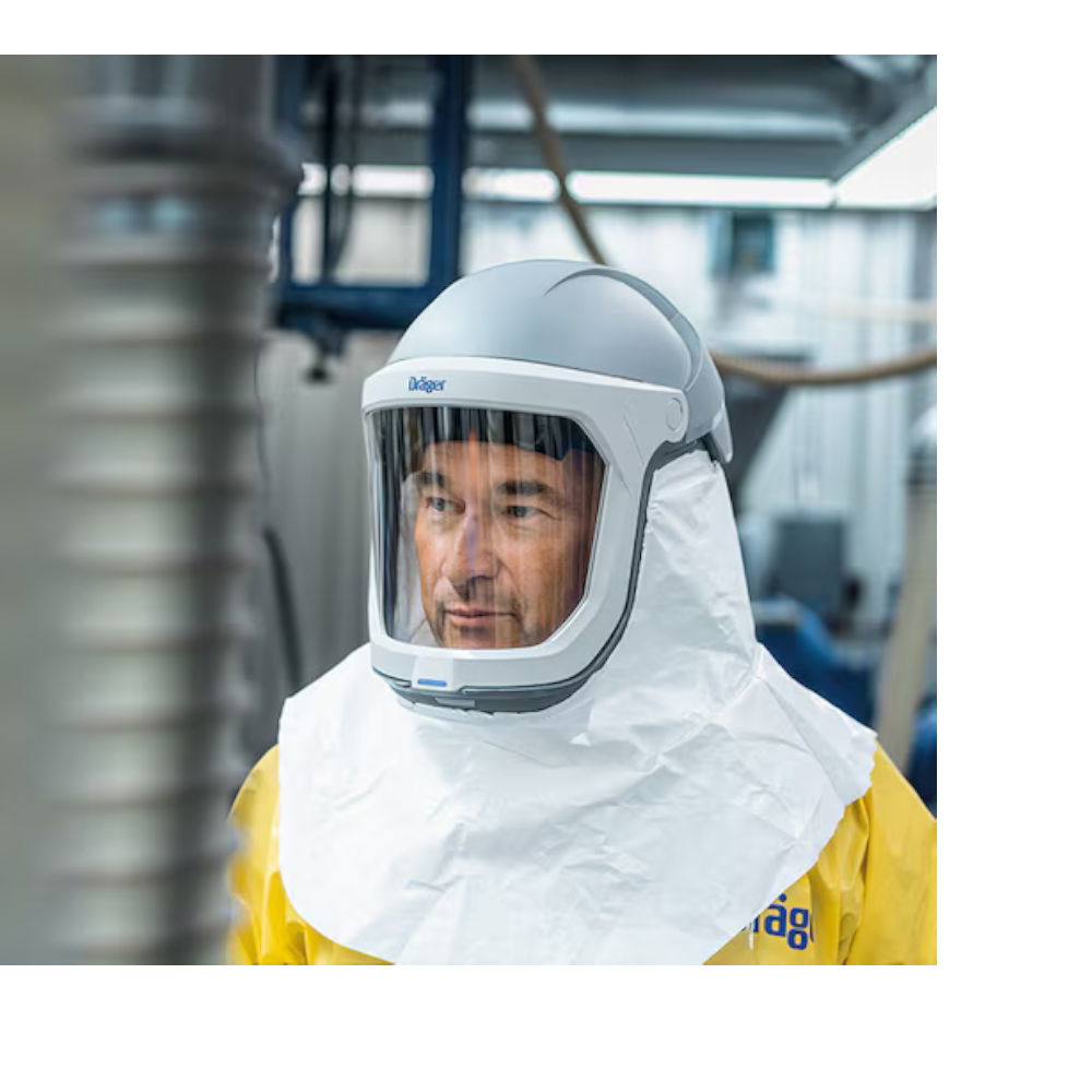 Dräger x-plore adem helm met tychem schouder afdekking